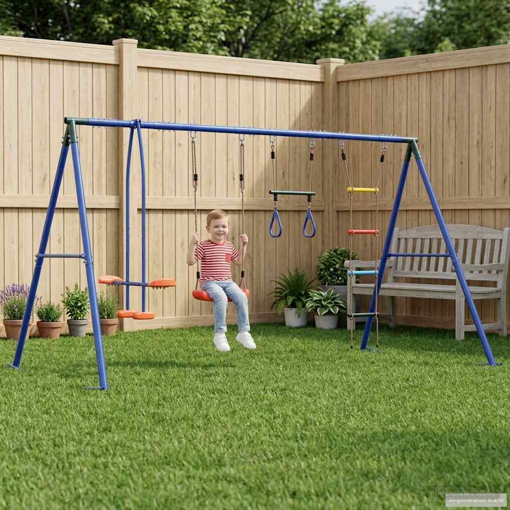 Udendørs gyngesæt flerfarvet 330 x 185 x 185 cm i stål og PE