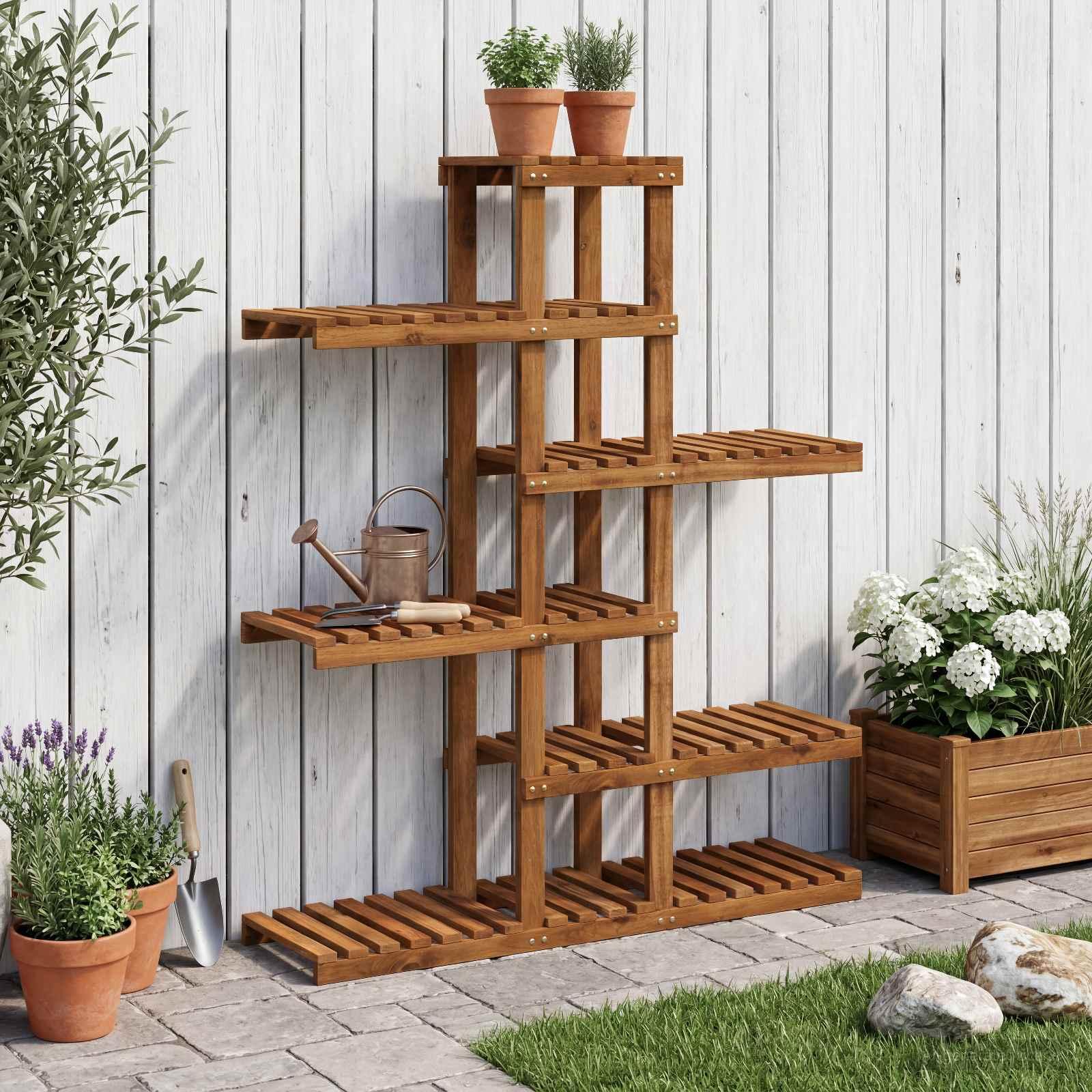 vidaXL Planteholder Naturfarvet 93 x 25 x 114,5 cm Massivt Akacietræ