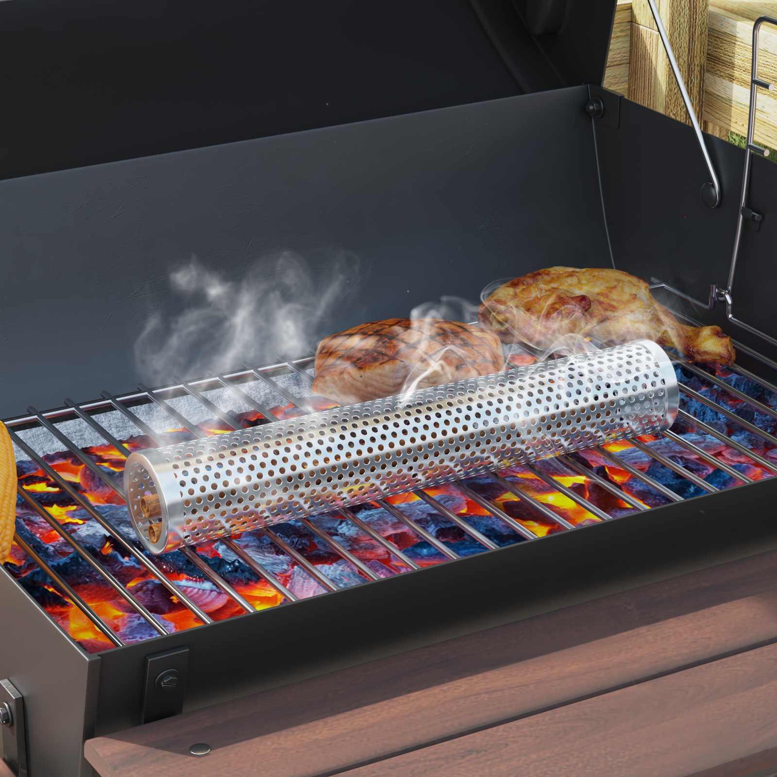 vidaXL Trækolgrill med røgrør 91 x 71 x 107 cm Stål Sort