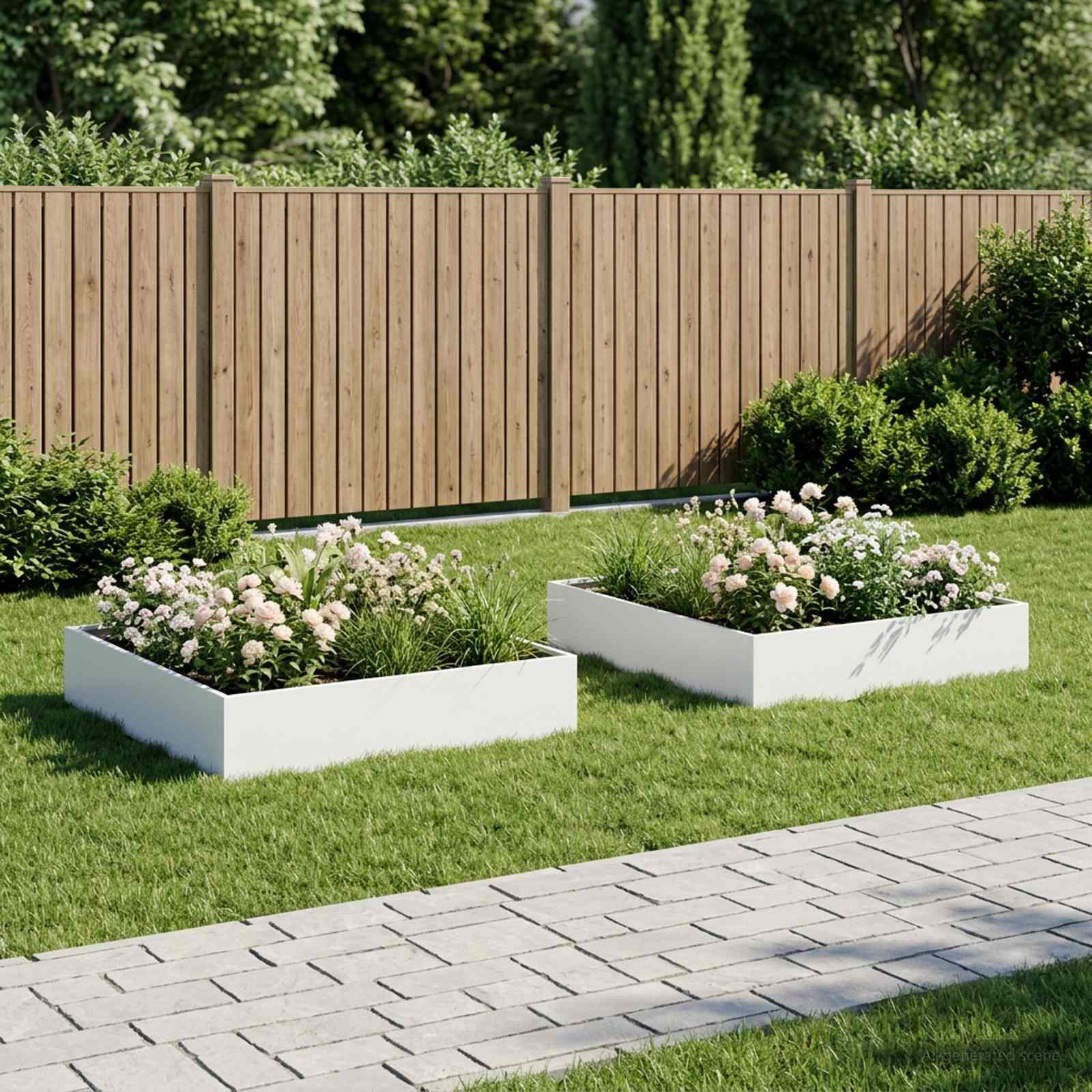vidaXL Have Blomsterkrukke 2 stk. Hvid 80 x 80 x 20 cm Koldvalset stål