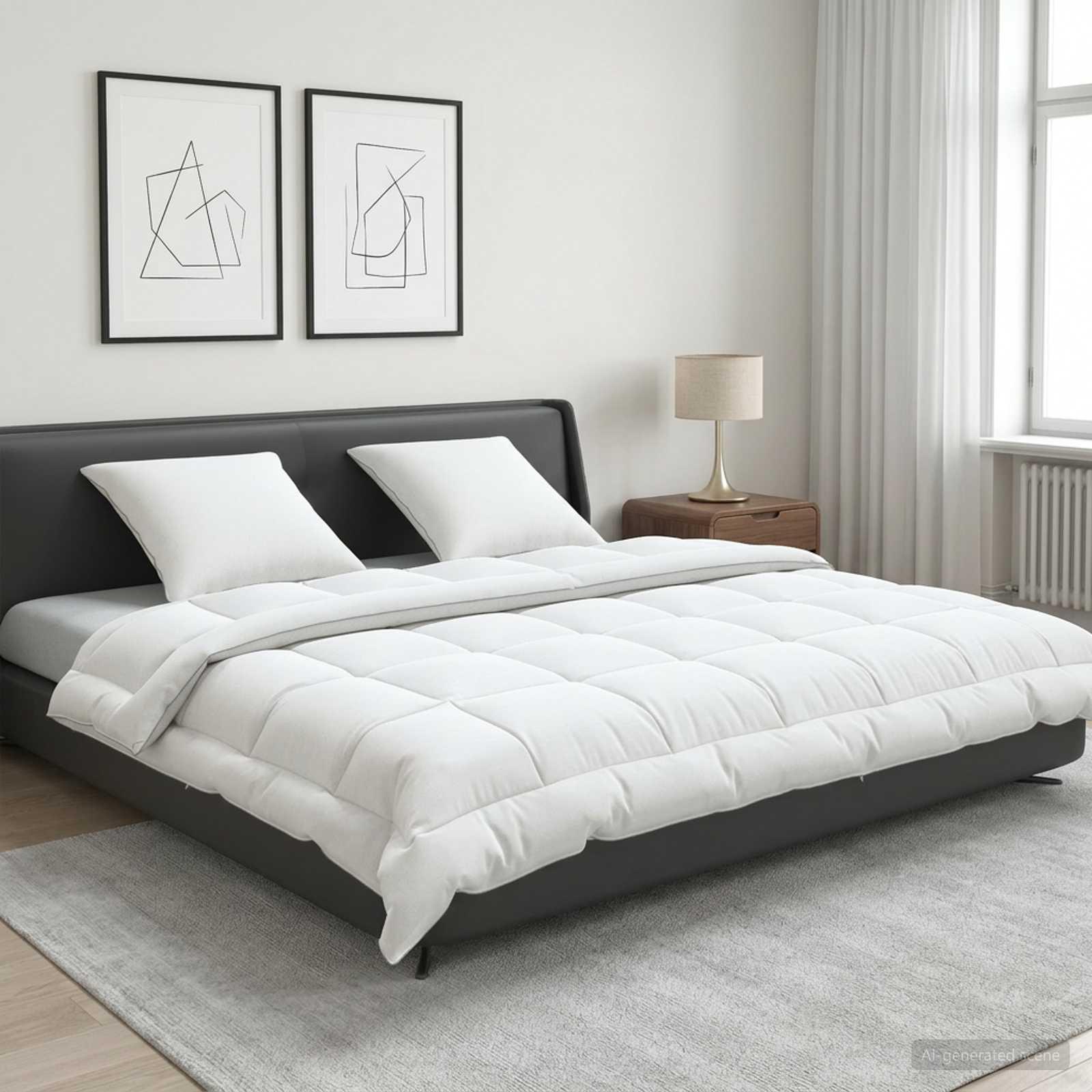 vidaXL Dyne- og puddesæt 3 stk. 200x220 cm Sommer 200 GSM Uld Hvid