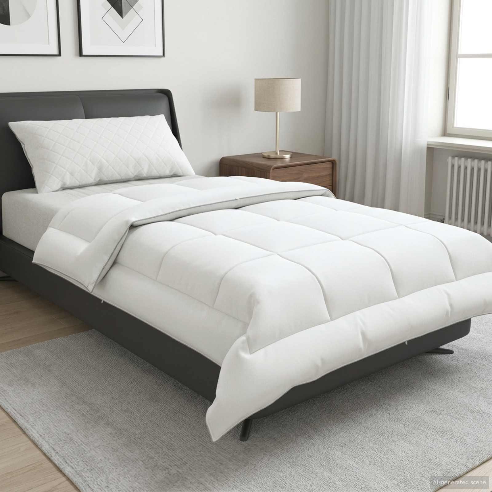 Vinterdyne 140 x 220 cm 450 GSM med australsk uld og mikrofiber - hvid