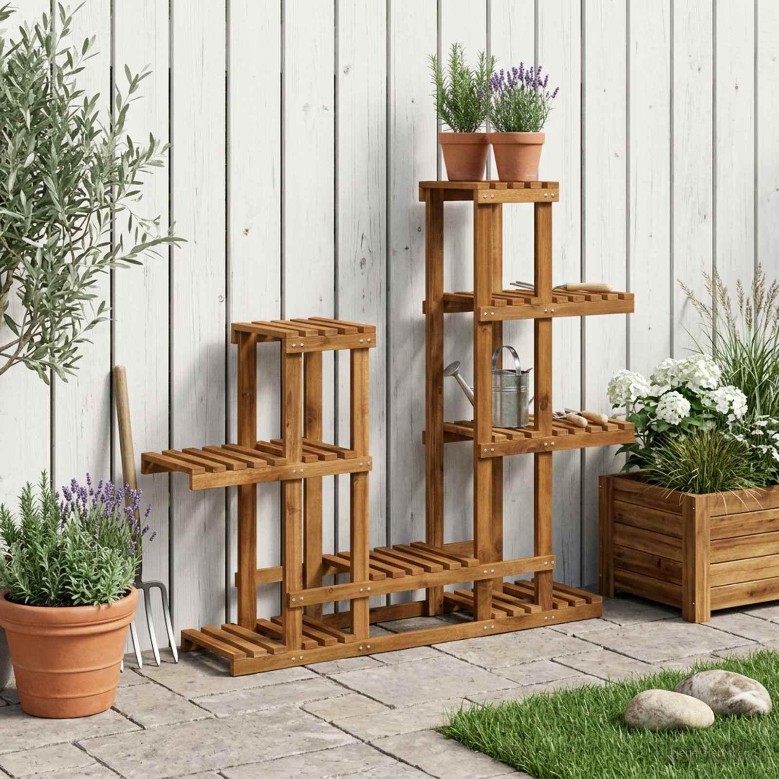 vidaXL Planteholder Naturfarvet 118 x 25 x 96,5 cm Massivt Akacietræ