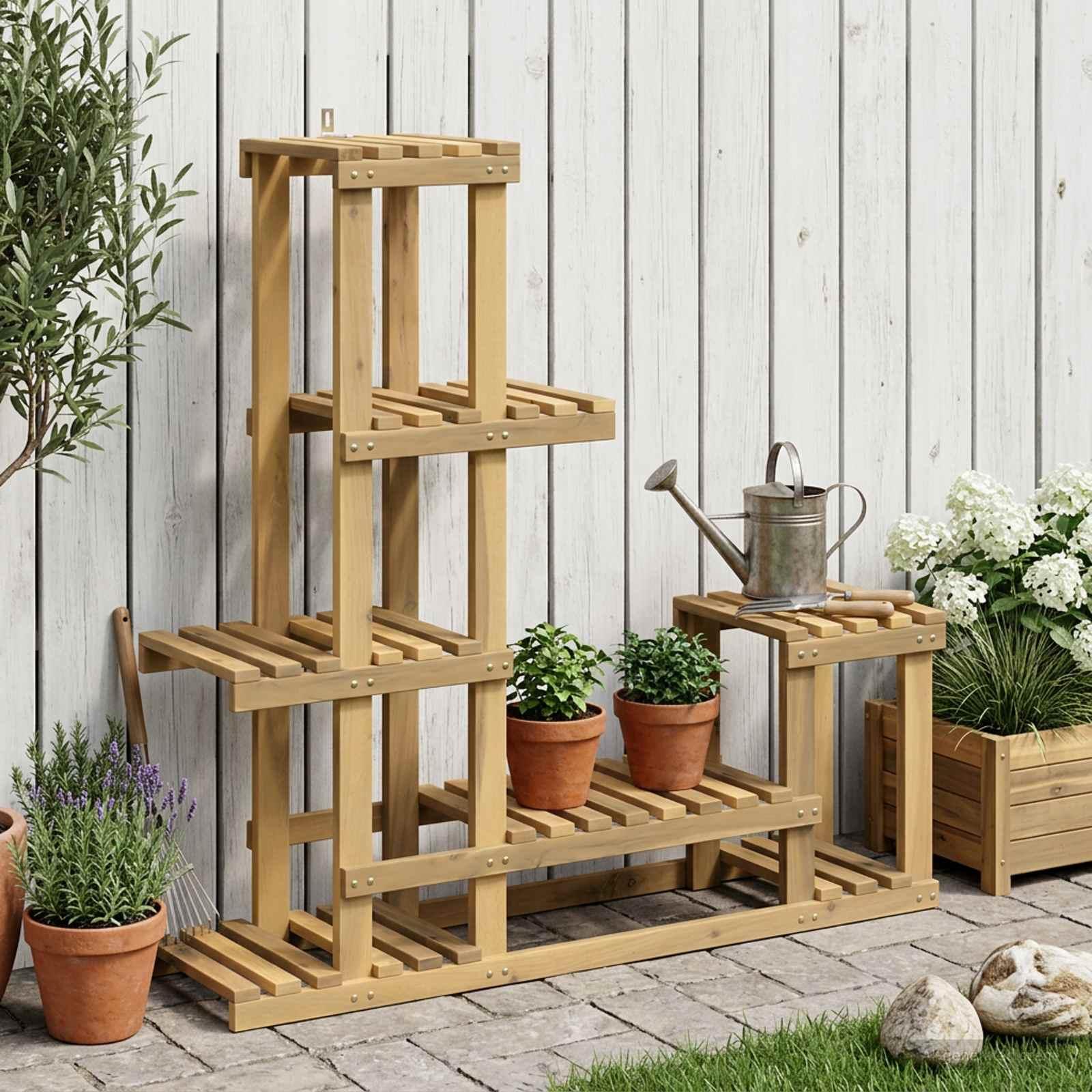 vidaXL Planteholder Hvid 93,5 x 25 x 91,5 cm Massivt Akacietræ