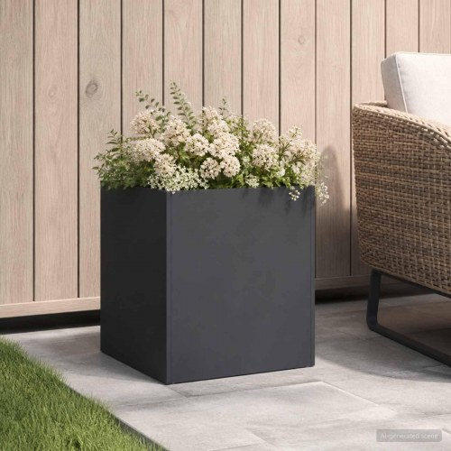 Have blomsterkrukke sort 45 x 45 x 45 cm i koldvalset stål