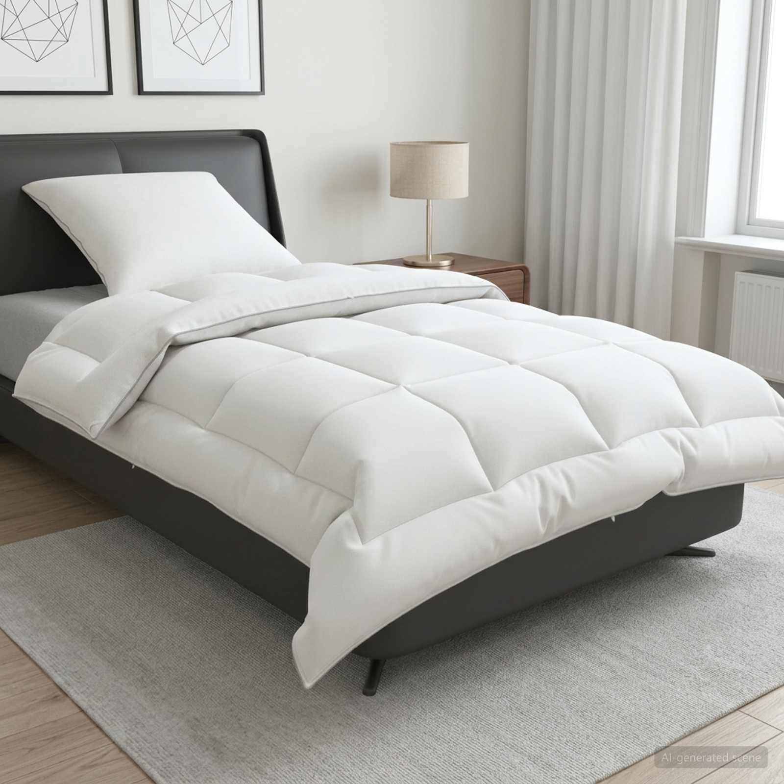 vidaXL Dyne- og puddesæt 2 stk. 150x200 cm Vinter 450 GSM Uld Hvid