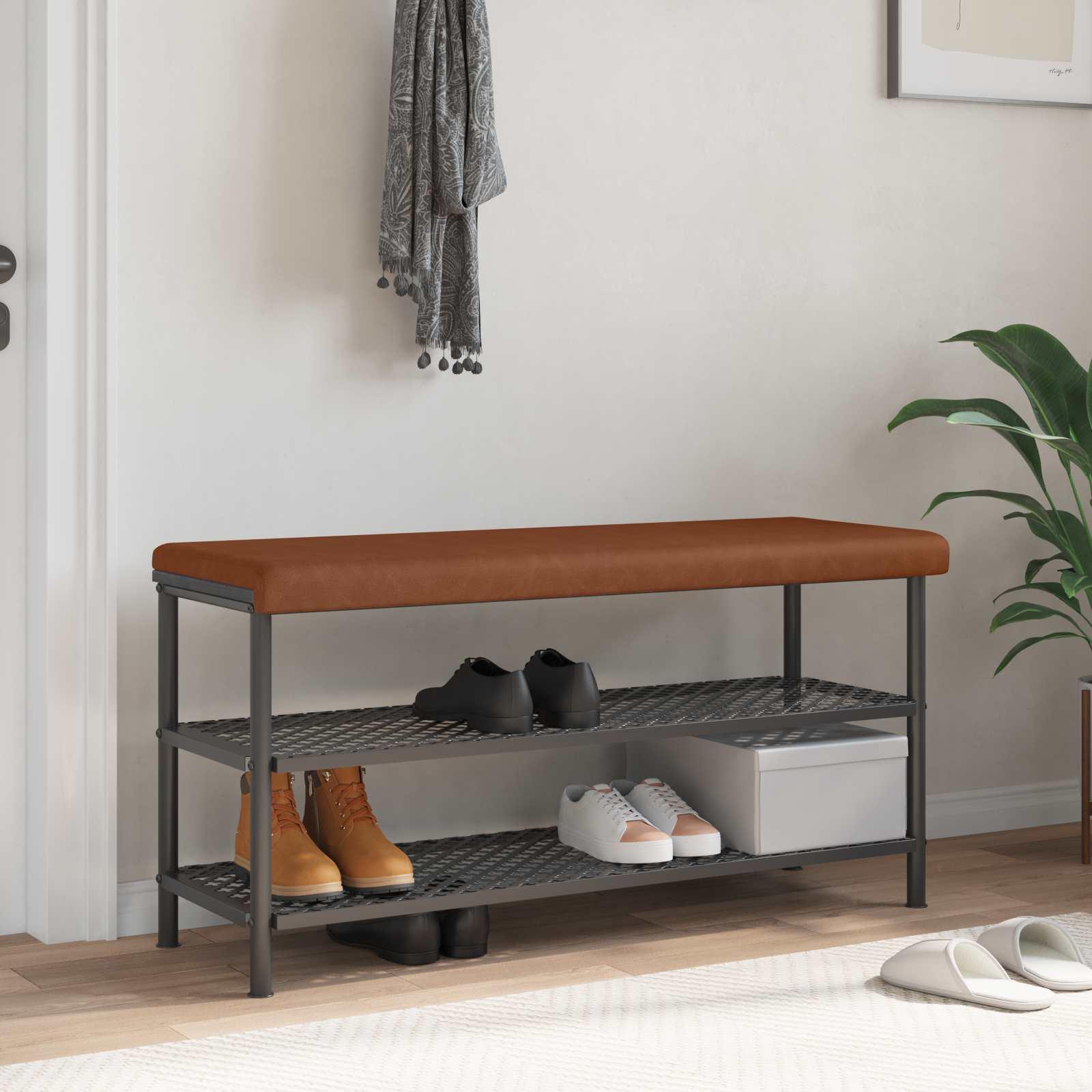 Bænkpude i kunstlæder brun 110 cm med dybde 35 cm
