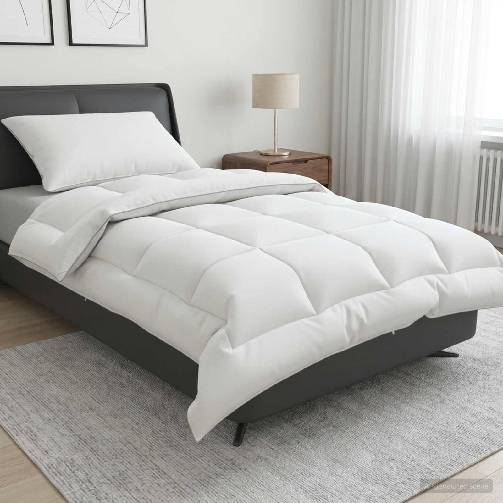 vidaXL Dyne- og puddesæt 2 stk. 135x200 cm Vinter 450 GSM Uld Hvid