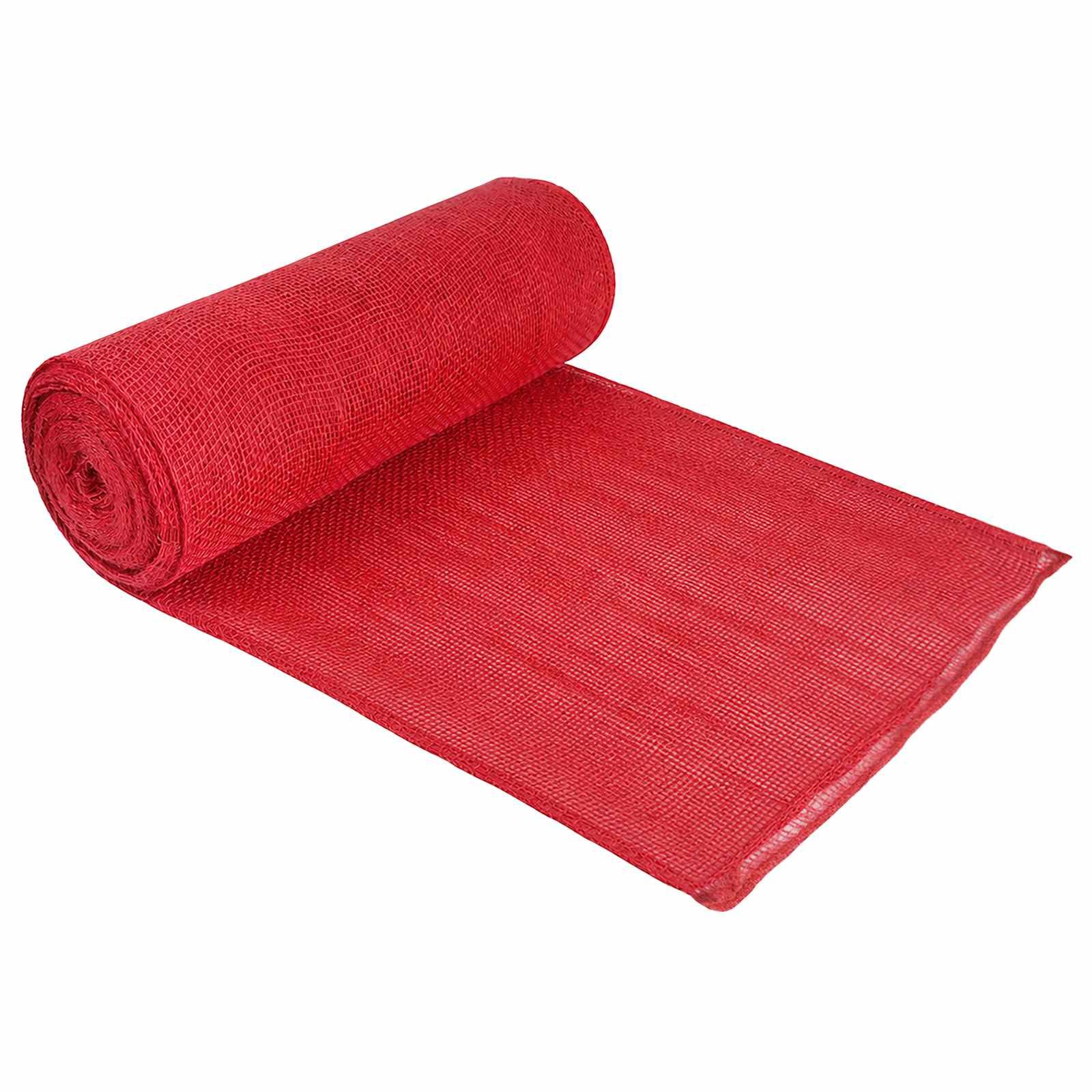 Jute rulle rød 100 x 1000 cm - dekorationsstof til DIY og indretning