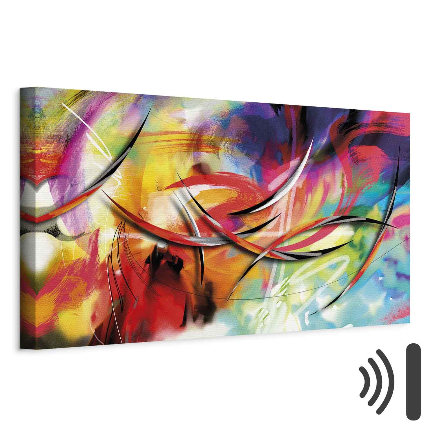 Billede på lærred Regnbuens dans - abstrakt vægdekoration - 135 x 45 cm - Akustisk