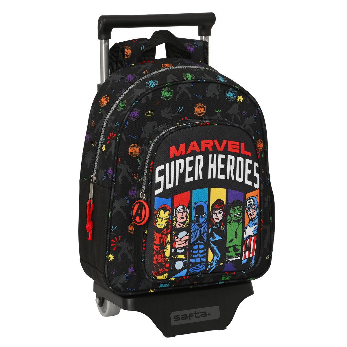 The Avengers Super Heroes skolerygsæk med hjul sort 27 x 33 x 10 cm