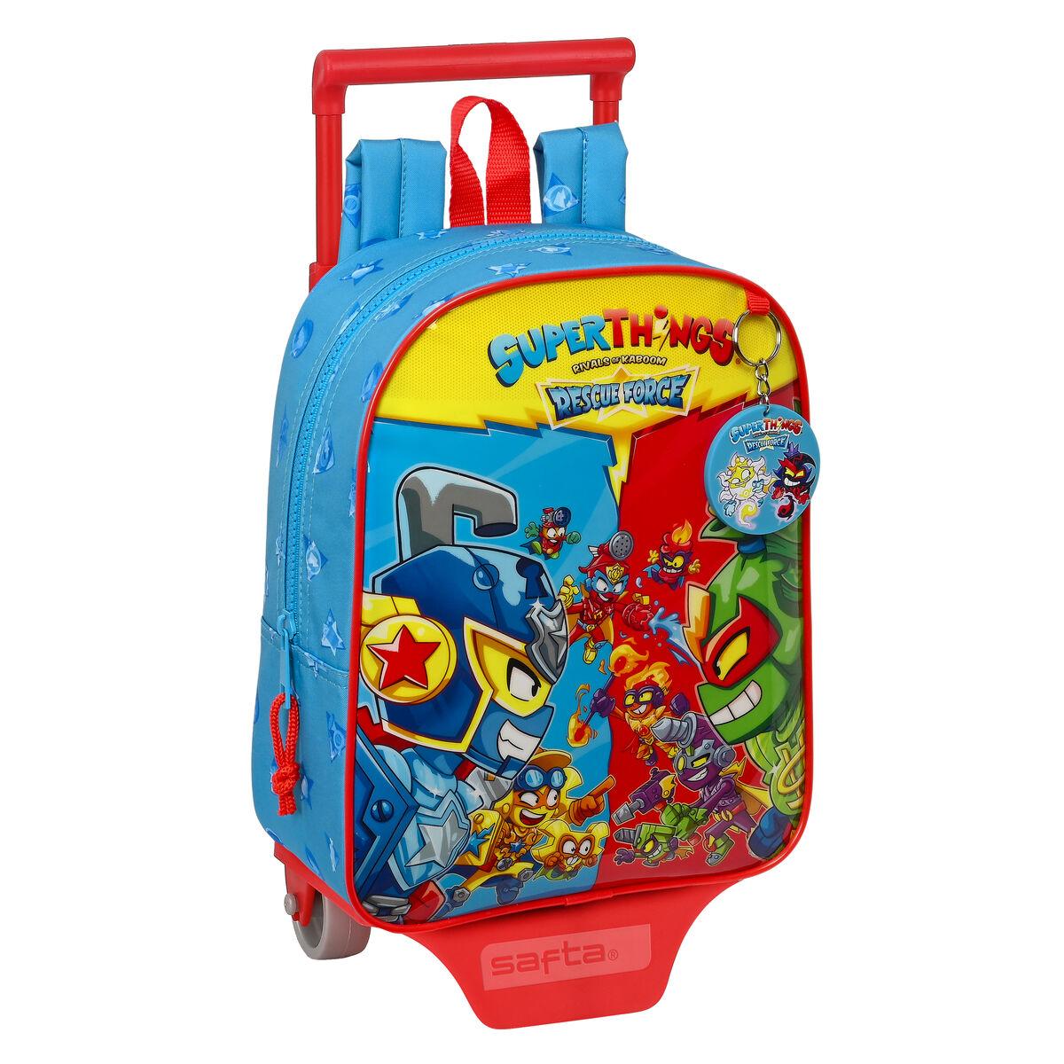 SuperThings Rescue Force skolerygsæk med hjul blå 22 x 27 x 10 cm