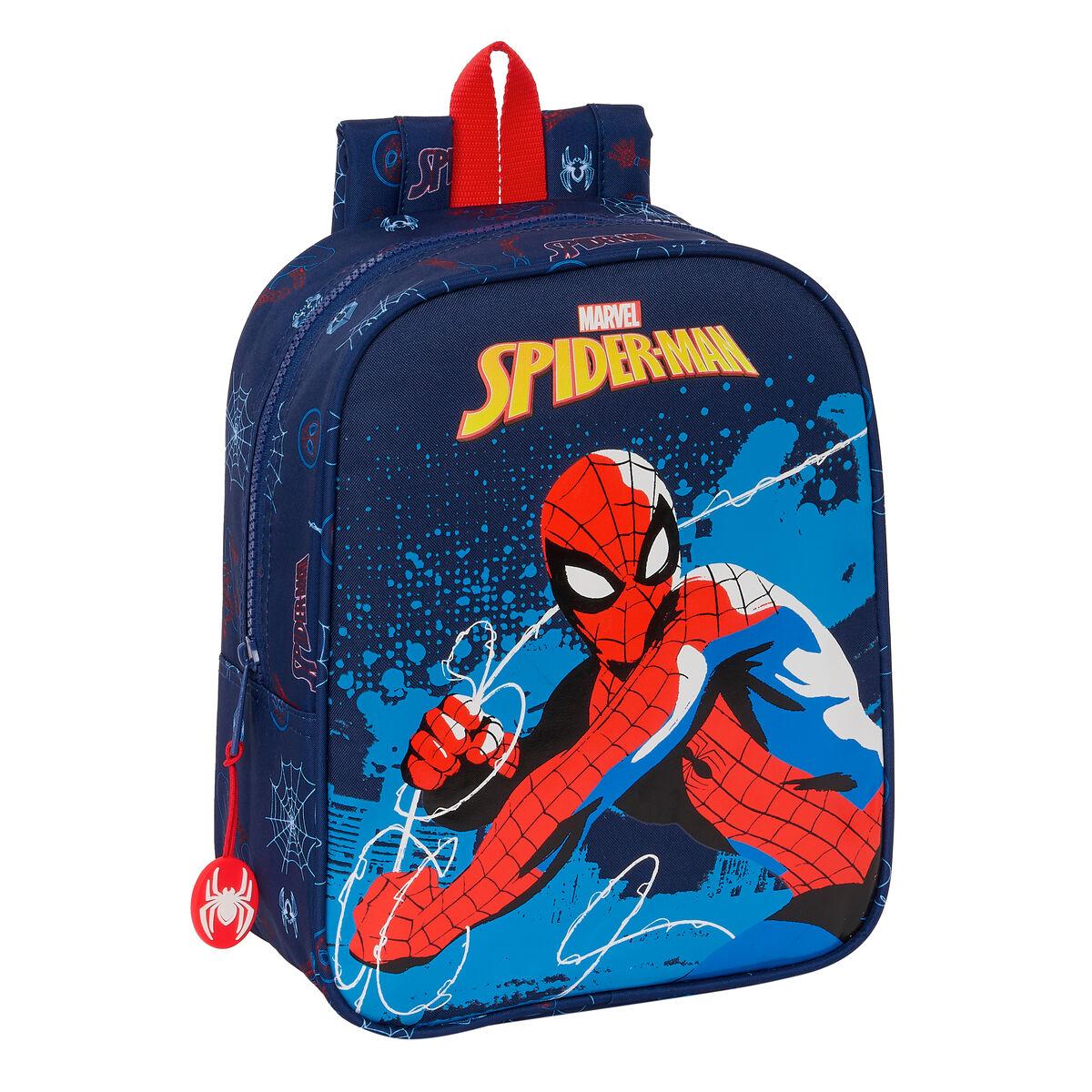 Spider-Man Børnetaske Neon marineblå 22 x 27 x 10 cm