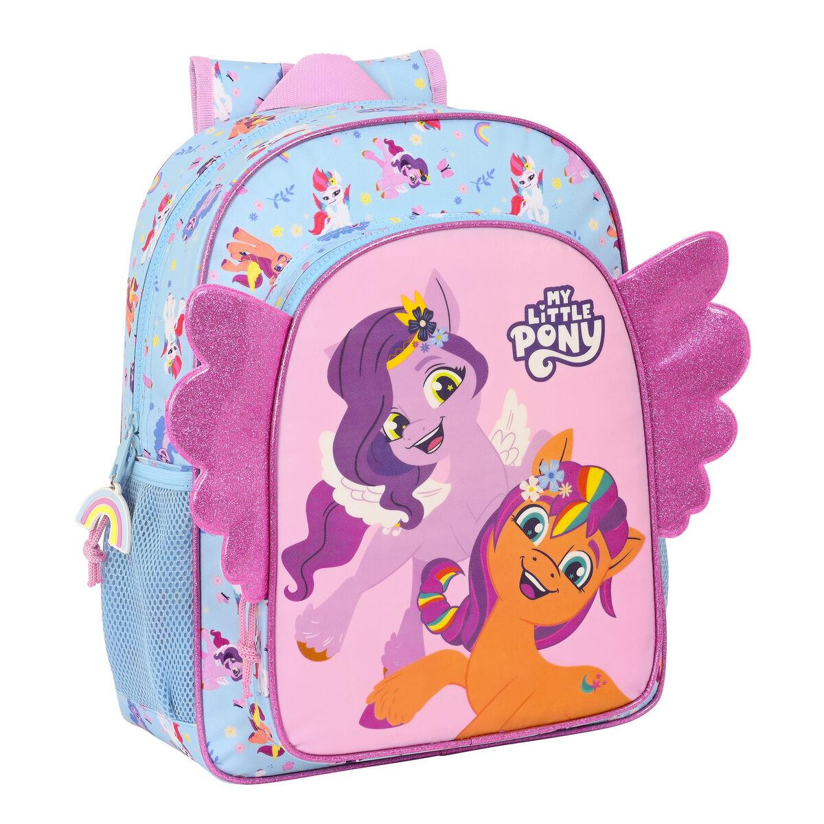 My Little Pony Wild & Free skoletaske 32 x 38 x 12 cm - blå/pink