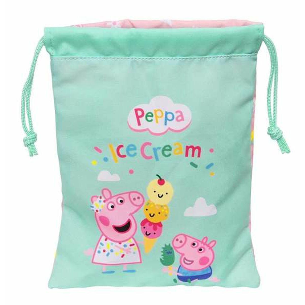 Peppa Pig Ice Cream sæk til madkasse 20 x 25 x 1 cm - pink og mint