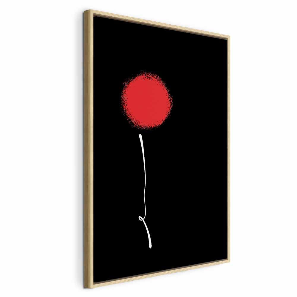Abstrakt billede på lærred - Minimalistisk blomst, lodret - 60 x 90 cm - I en naturlig træramme