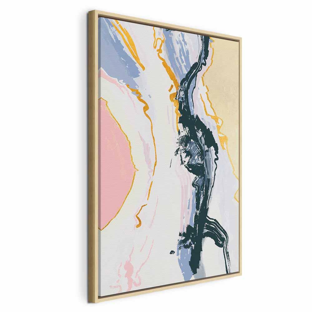 Abstrakt lærredsbillede - Urolige tanker lodret - 60 x 90 cm - I en naturlig træramme