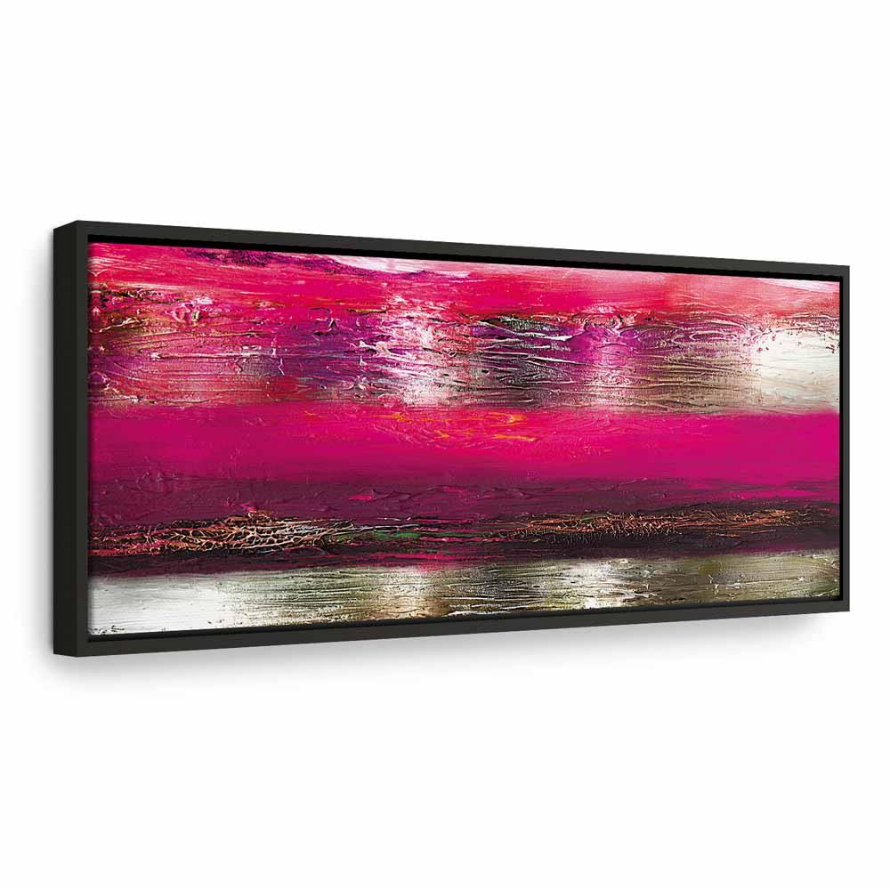 Abstrakt lærredsbillede Ocean of Life - Tredje variant smal - 90 x 30 cm - I en sort træramme