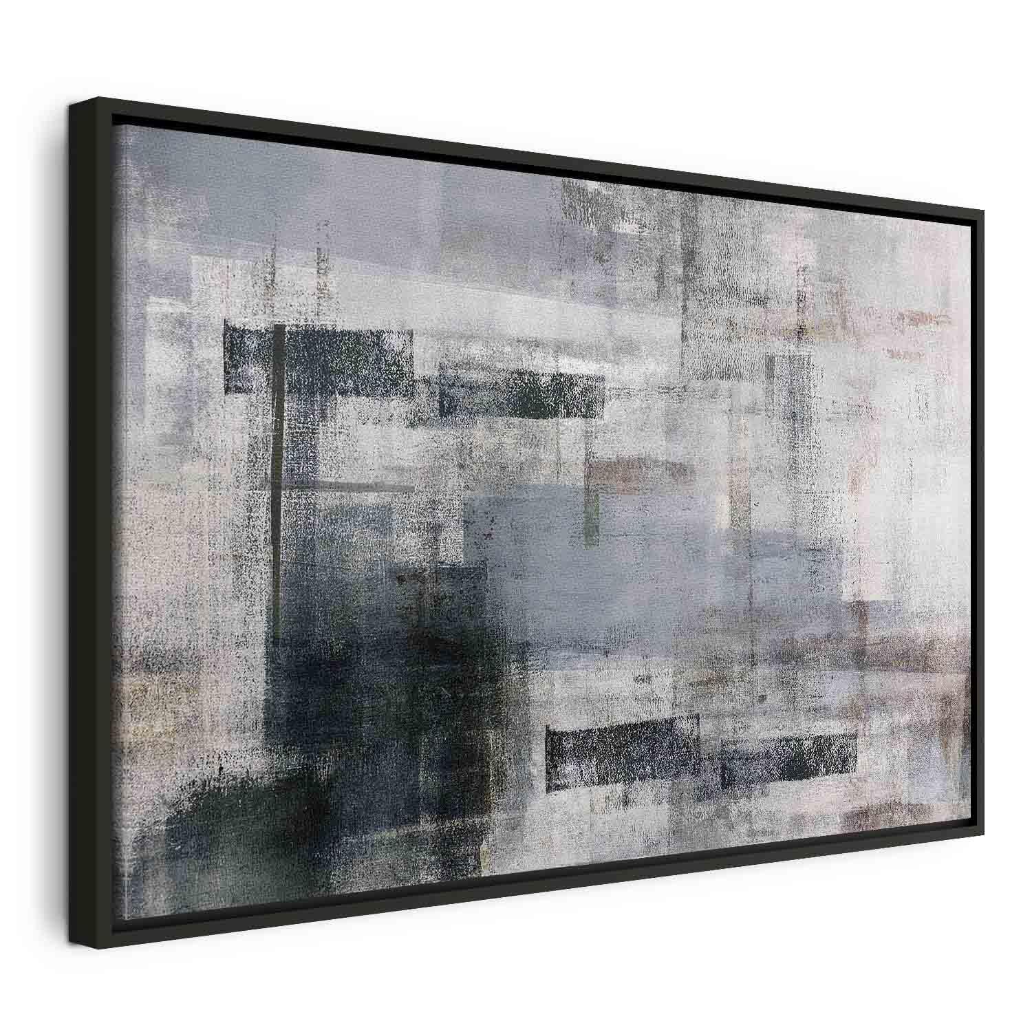 Abstrakt billede på lærred - Forårets opvågnen Wide - 60 x 40 cm - I en sort træramme