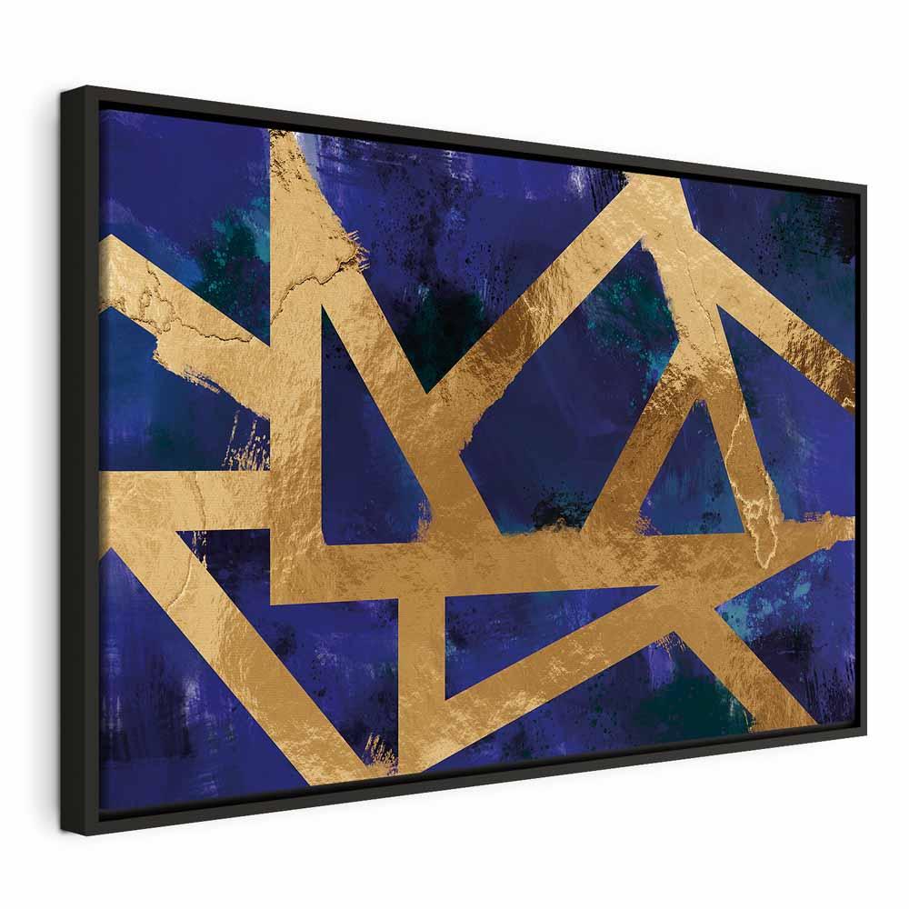 Lærredsbillede Golden Geometry bredformat - 120 x 80 cm - I en sort træramme