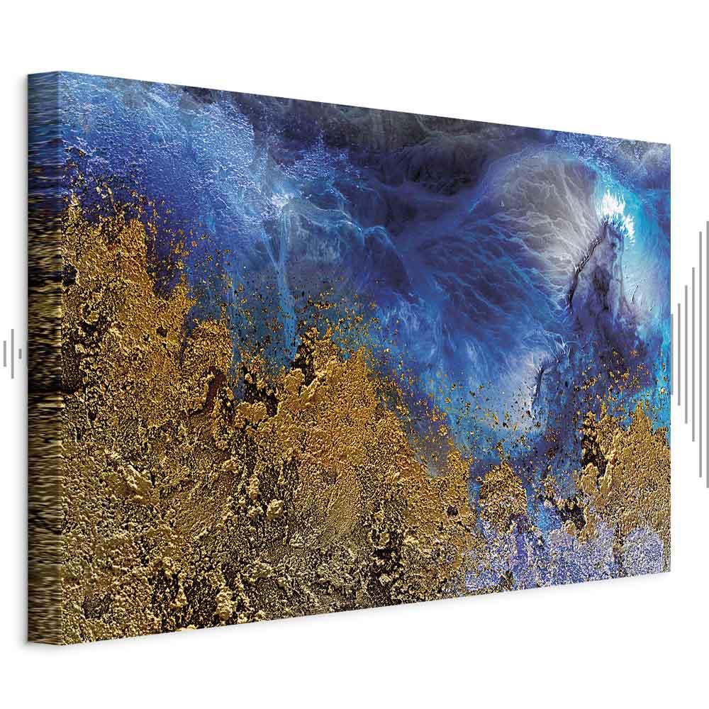 Abstrakt lærredsbillede Havets Guld i bredformat - 90 x 60 cm - Akustisk