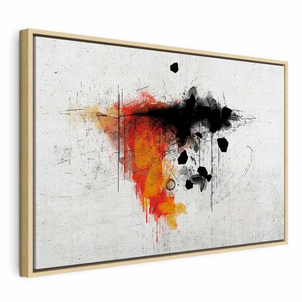 Abstrakt lærredsbillede Expression of Red 1 del bredformat - 60 x 40 cm - I en naturlig træramme