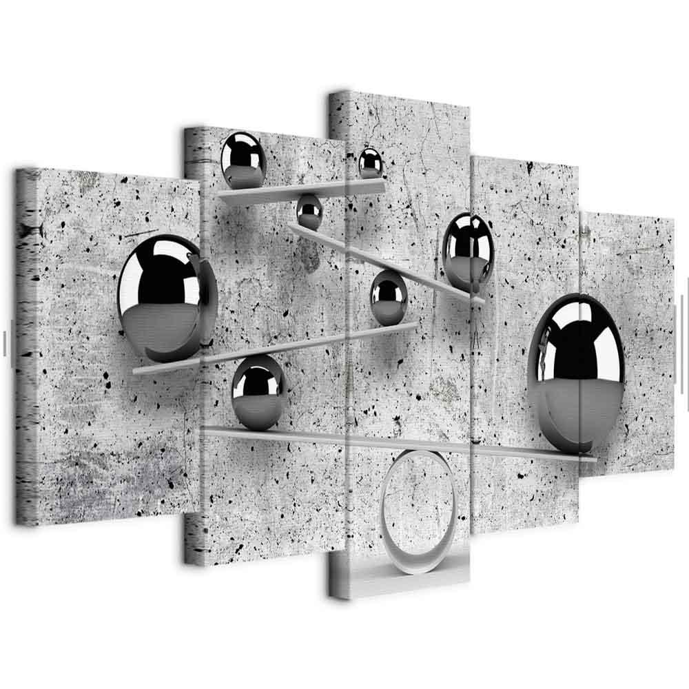 Lærredsbillede Balls and Concrete i 5 dele - bred - 100 x 50 cm - Akustisk