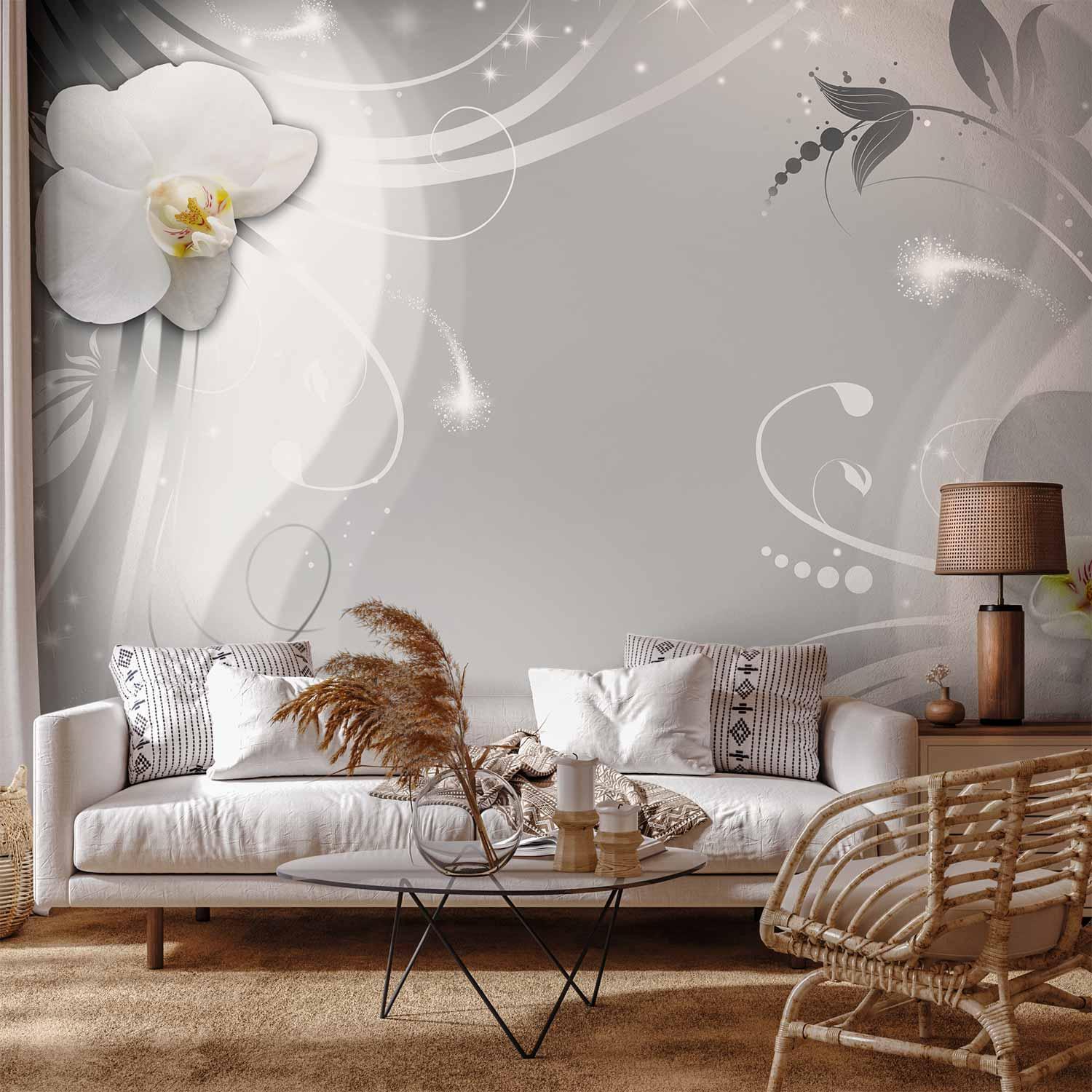 Fototapet Charmerende orkidé med blomster - 350 x 256 cm - Premium