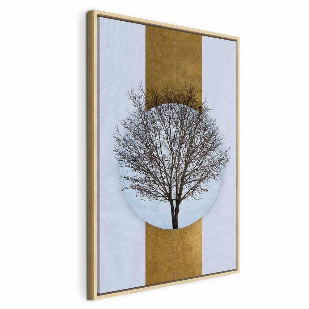 Billede på lærred - Naturens cirkel med trægrene - 40 x 60 cm - I en naturlig træramme