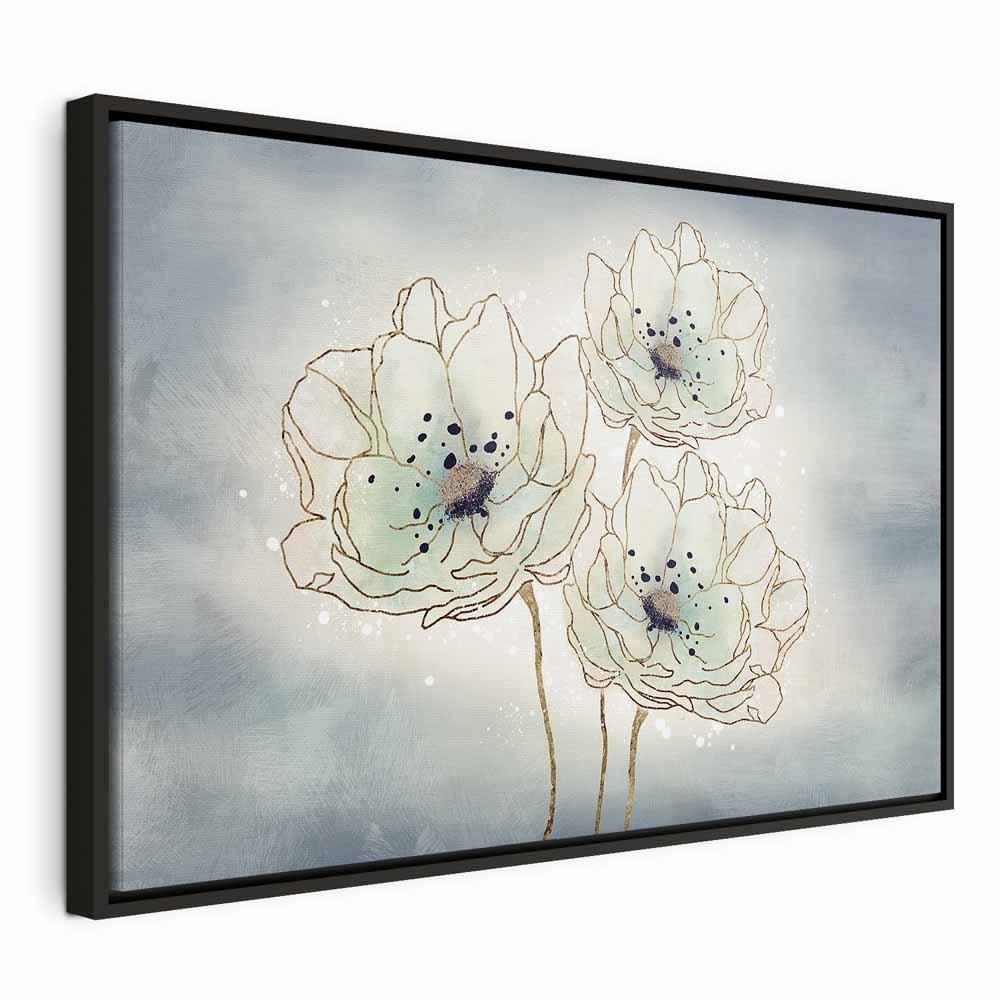 Lærredsbillede Ocean Flowers bredt blomsterbillede - 60 x 40 cm - I en sort træramme