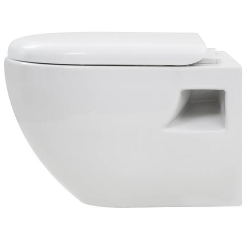 Væghængt toilet med skjult cisterne keramik hvid