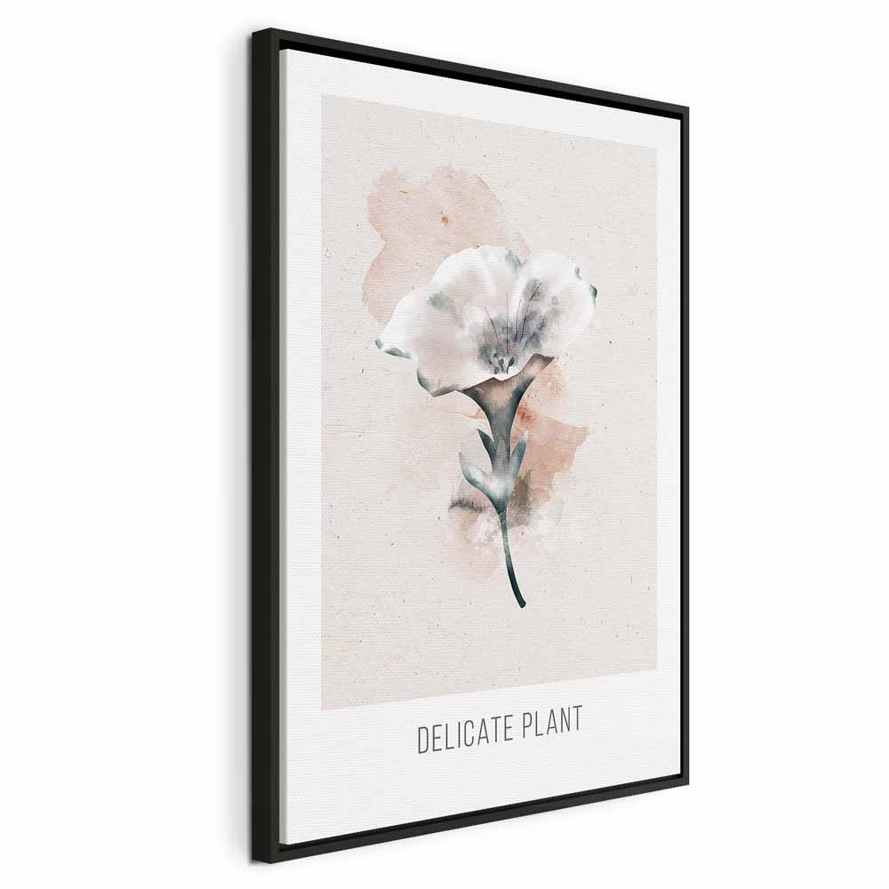 Billede på lærred Delikat plante lodret - 40 x 60 cm - I en sort træramme