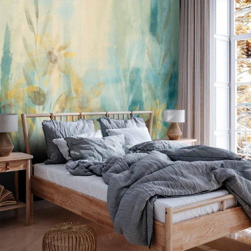 Fototapet A touch of summer med blomstermotiv i blå nuancer