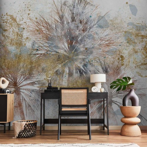 Fototapet Grey palms med abstrakt palmemotiv