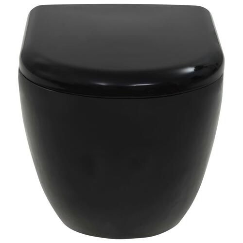 Væghængt toilet med skjult cisterne keramik sort