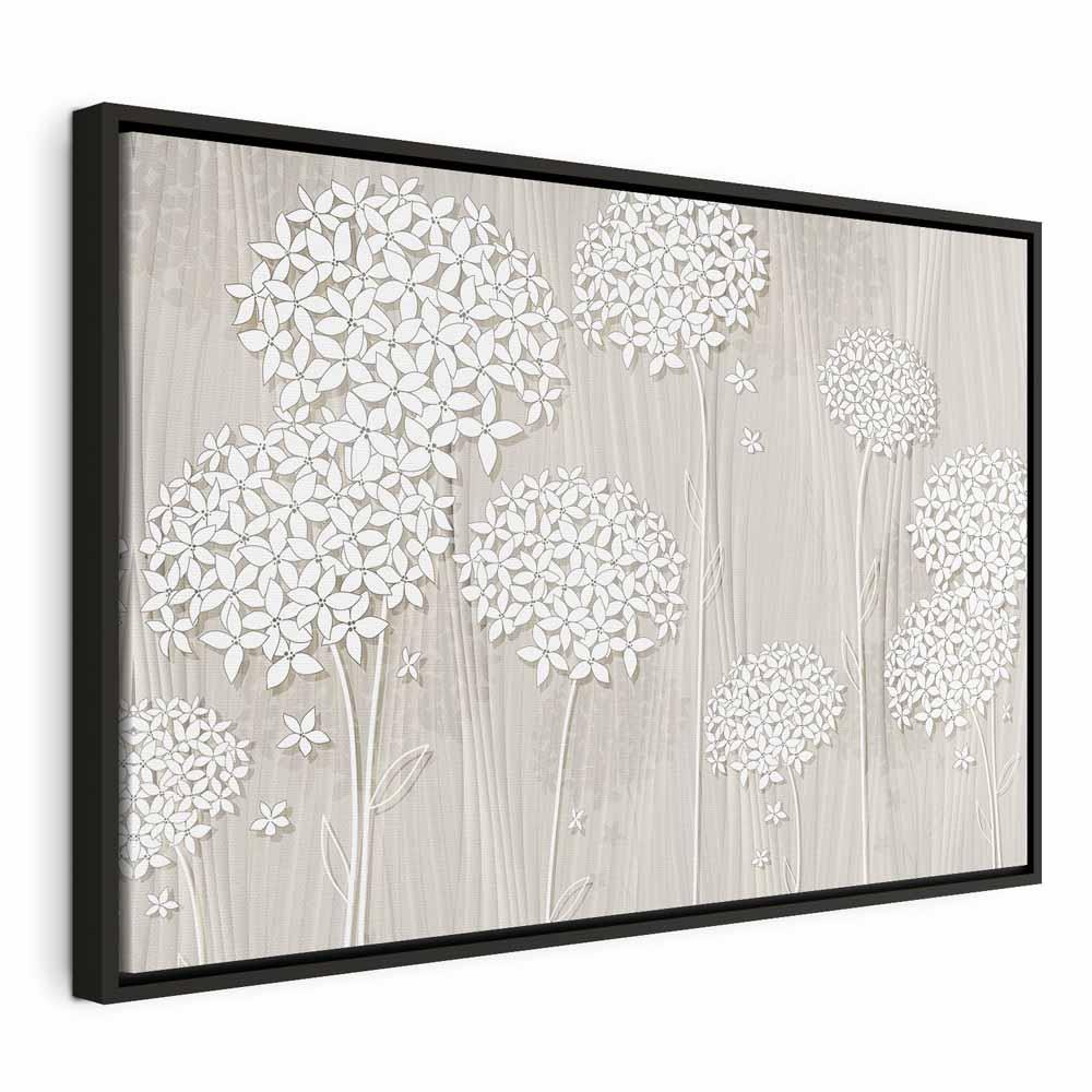 Billede på lærred Blomster i vinden - 120 x 80 cm - I en sort træramme