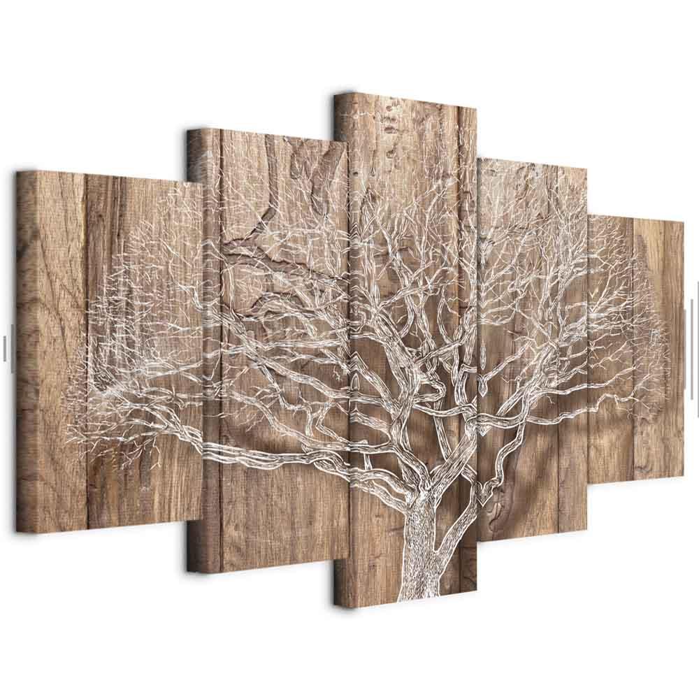 Lærredsbillede Tree Story med træmotiv - 100 x 50 cm - Akustisk