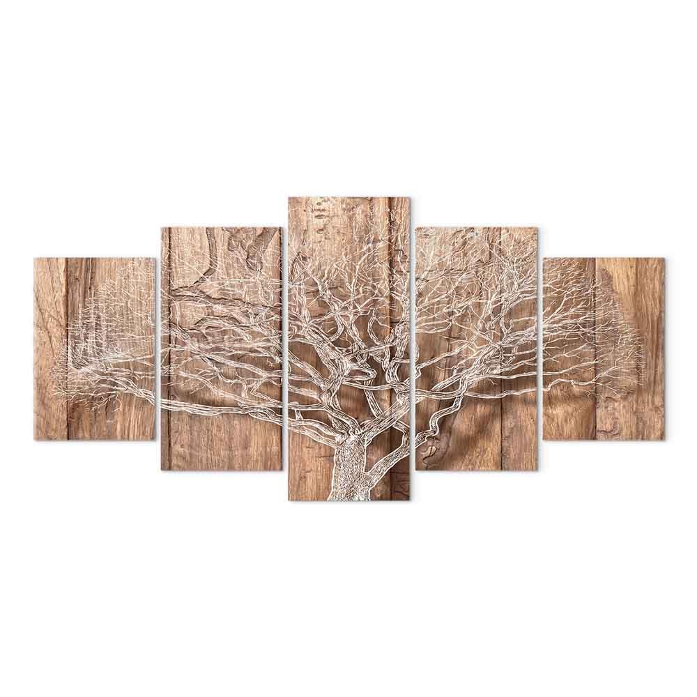 Lærredsbillede Tree Story med træmotiv - 225 x 112.5 cm - Standard