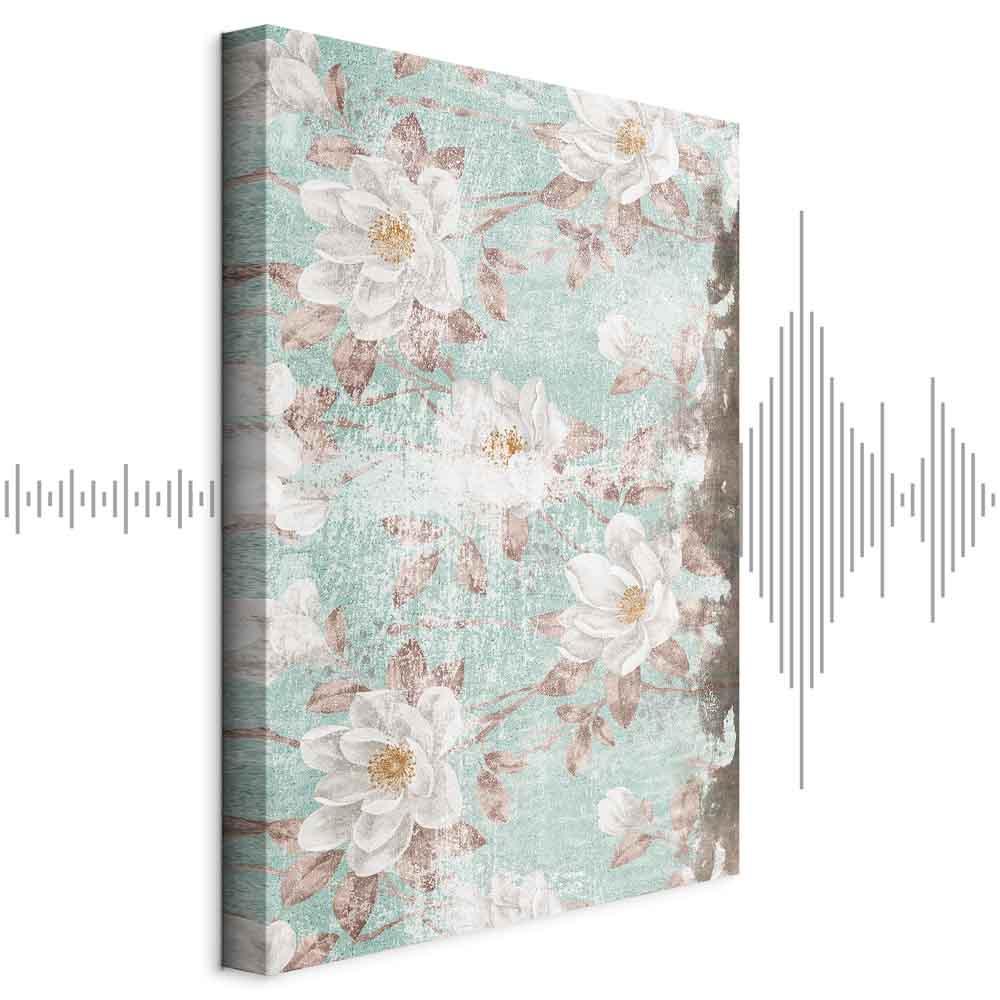 Lærredsbillede Roman Flowers lodret - blomster vægdekoration - 20 x 30 cm - Akustisk