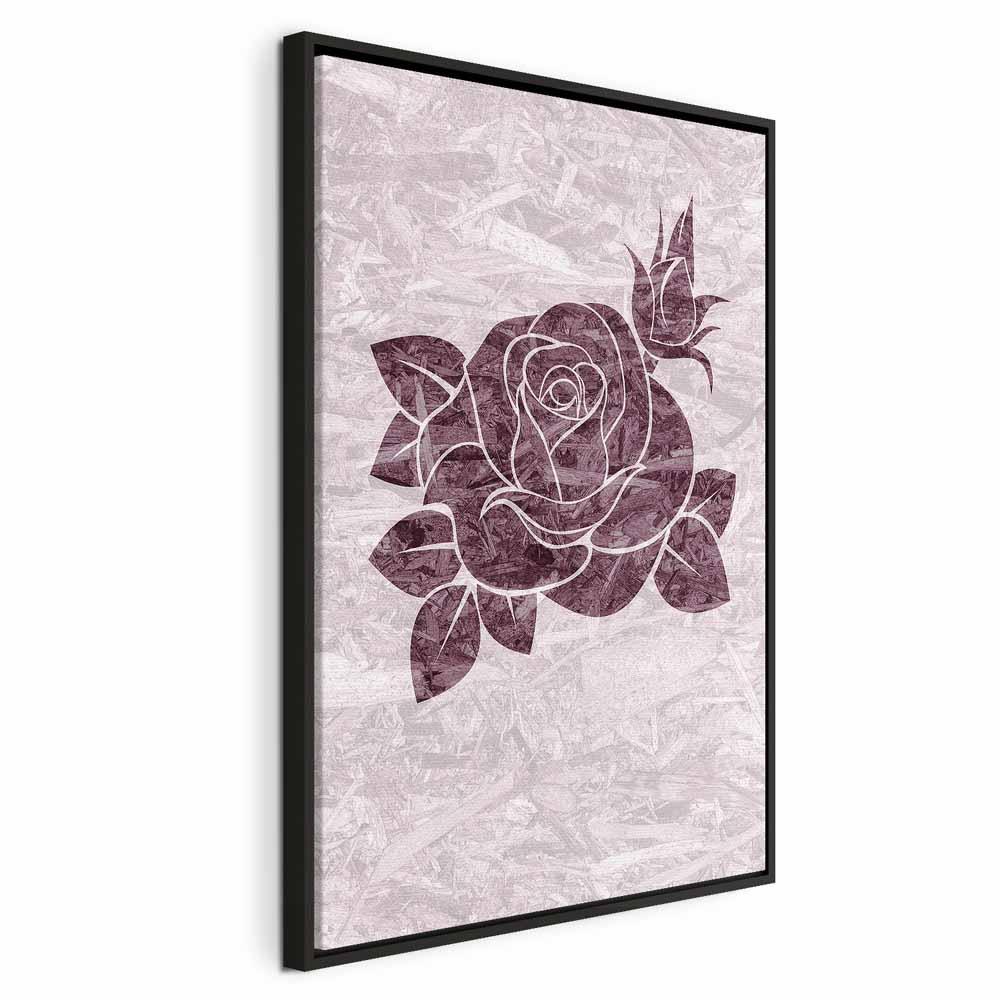 Lærredsbillede Splinters of Love lodret med rosemotiv - 40 x 60 cm - I en sort træramme