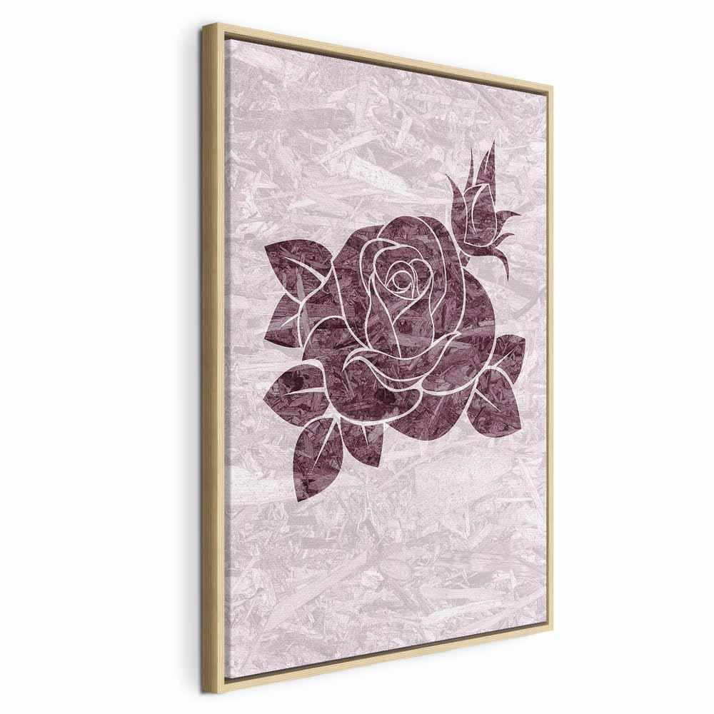 Lærredsbillede Splinters of Love lodret med rosemotiv - 40 x 60 cm - I en naturlig træramme
