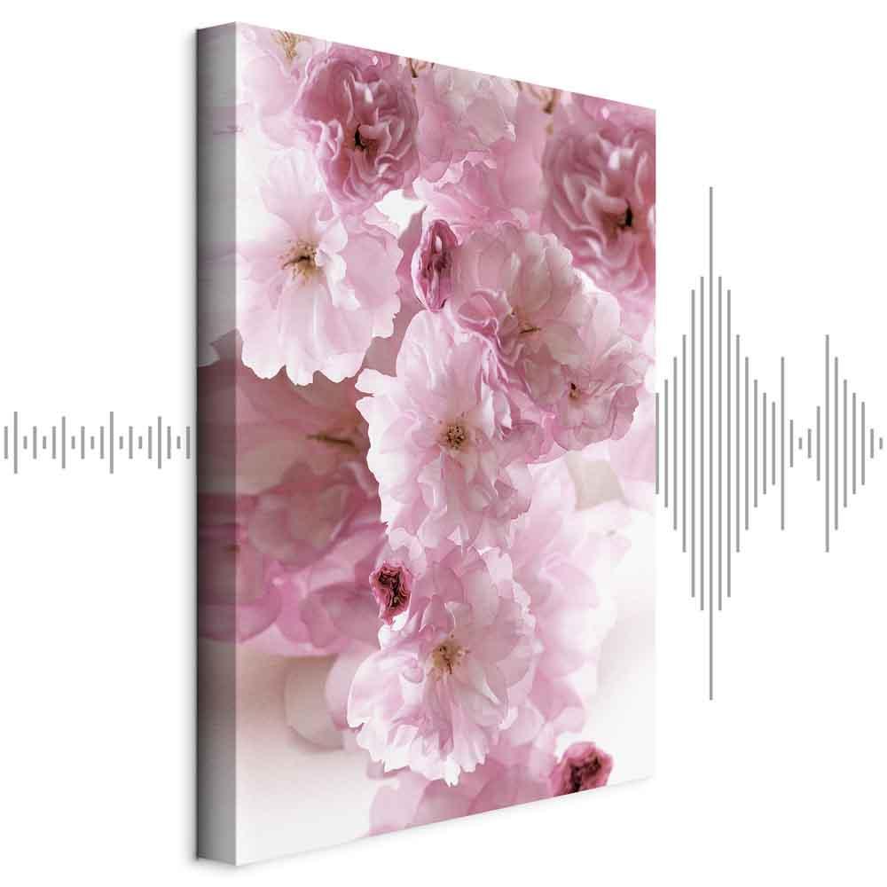 Lærredsbillede Flowery Glamour 1-delt - blomsterblade i rosa nuancer - 40 x 60 cm - Akustisk