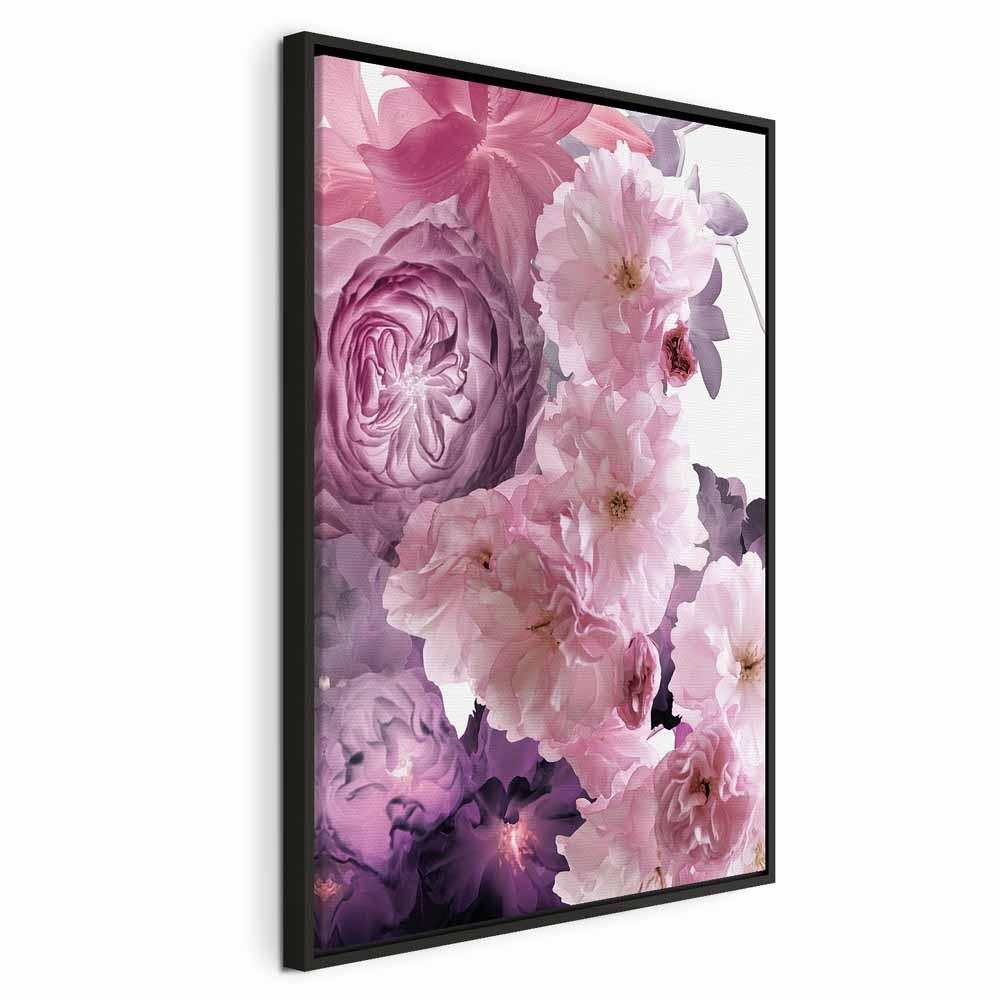 Lærredsbillede Garden of Floral Scents i rosa nuancer - 40 x 60 cm - I en sort træramme