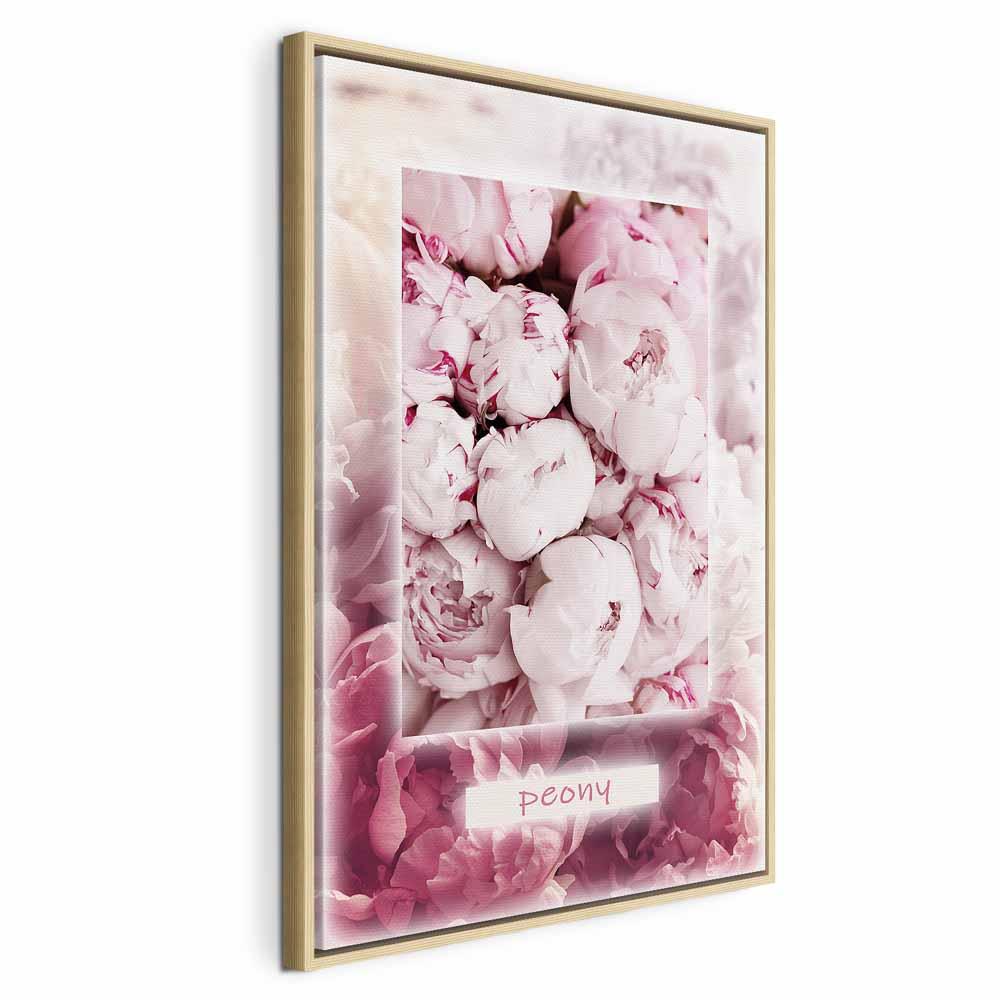 Billede på lærred med pæoner - Forårets Delikatesse lodret - 40 x 60 cm - I en naturlig træramme