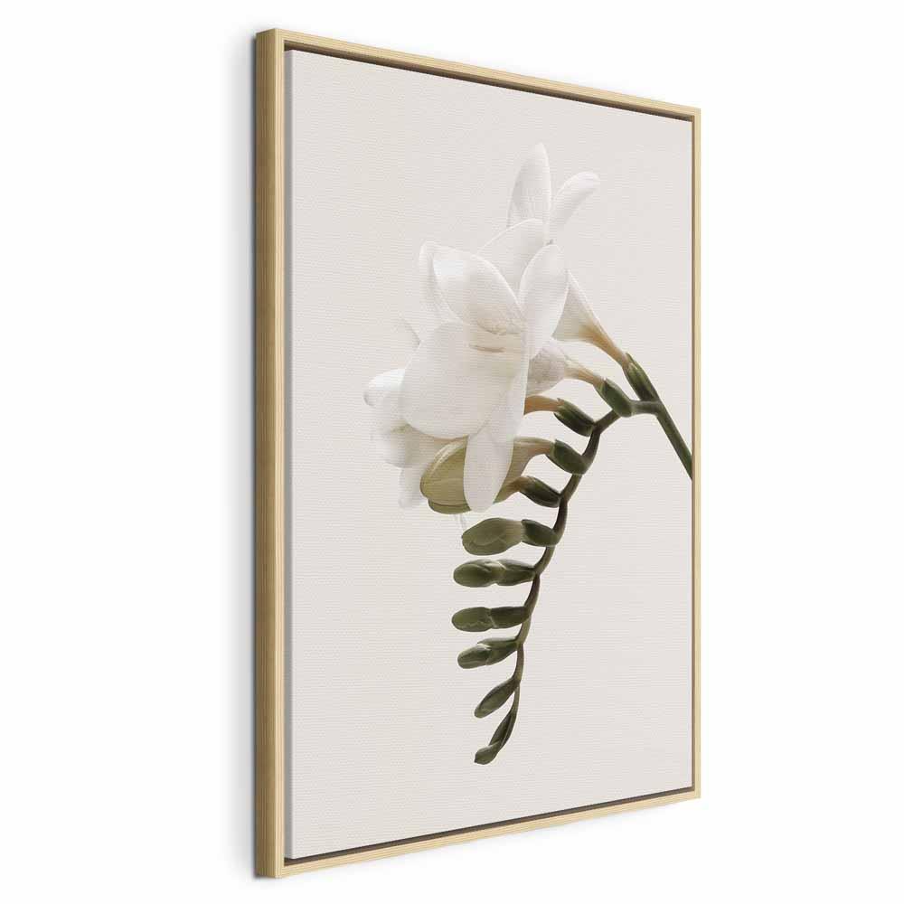 Lærredsbillede Forårsprydelse 1-delt lodret med blomster - 80 x 120 cm - I en naturlig træramme