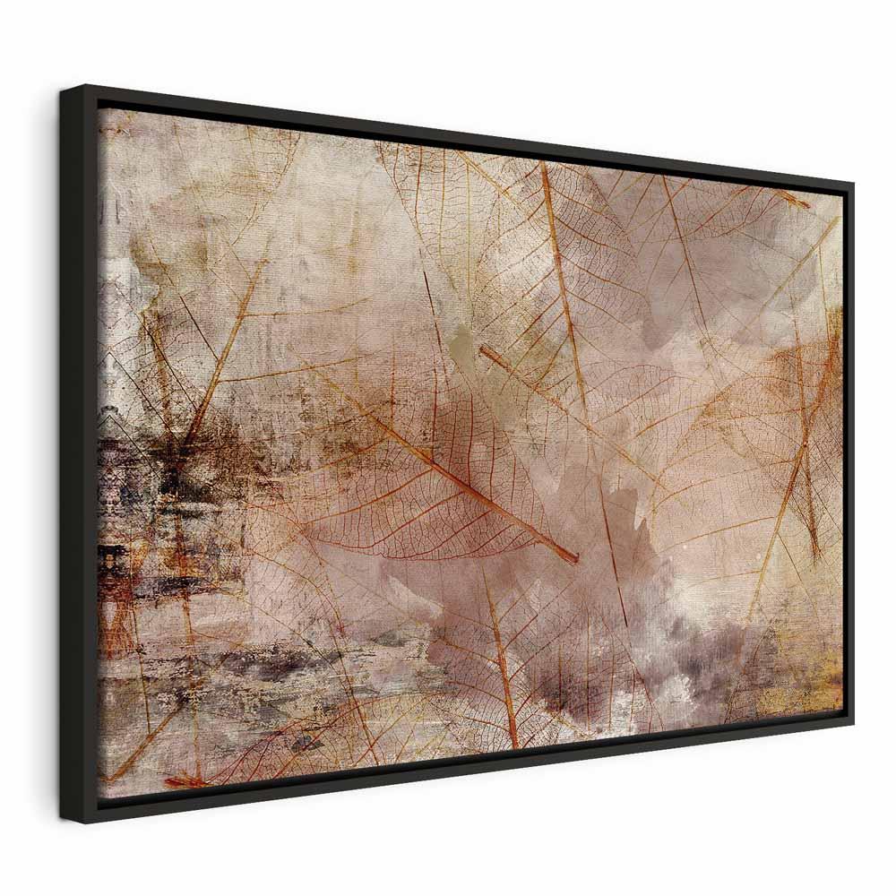 Lærredsbillede Imprint of Nature - abstrakt naturmotiv i bredformat - 60 x 40 cm - I en sort træramme