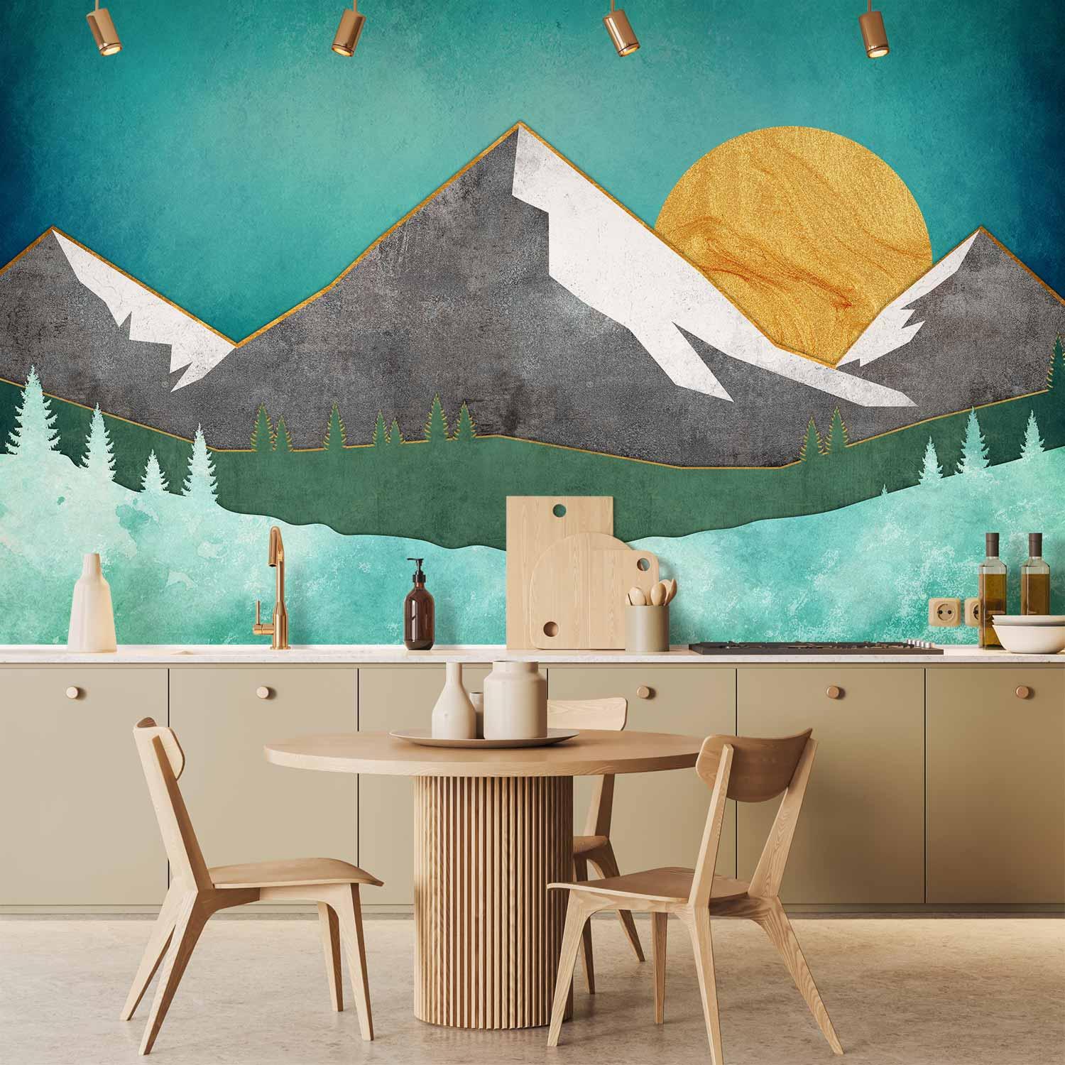 Fototapet Ensomhed i Vildmarken - bjerglandskab - 400 x 280 cm - Vandtæt