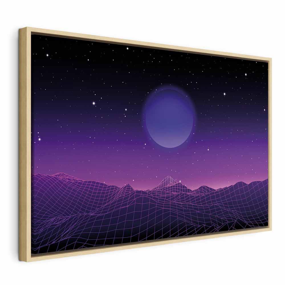 Billede på lærred Futuristisk landskab 2 i bredformat - 60 x 40 cm - I en naturlig træramme