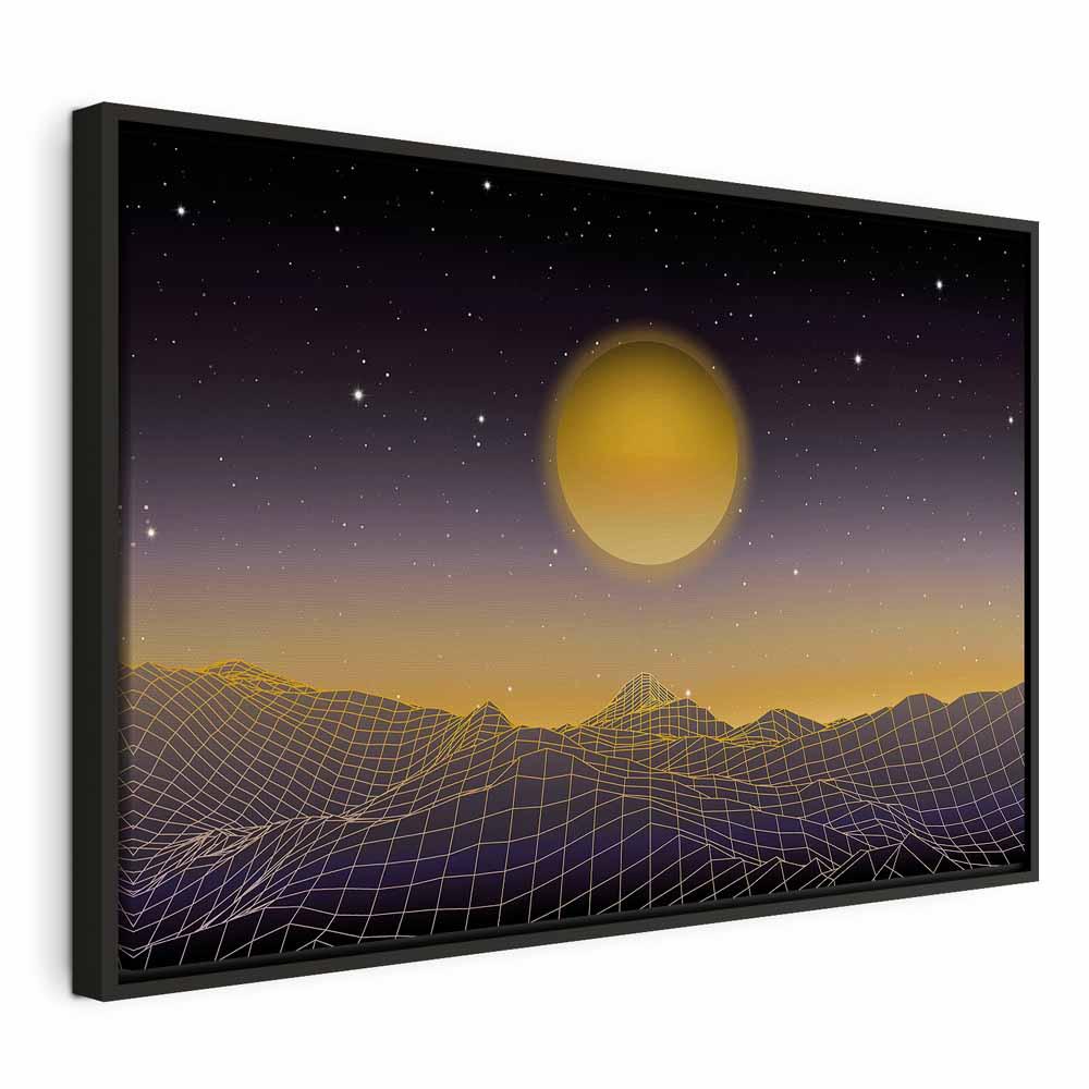 Lærredsbillede Futuristisk Landskab 3 - bredformat i 1 del - 120 x 80 cm - I en sort træramme