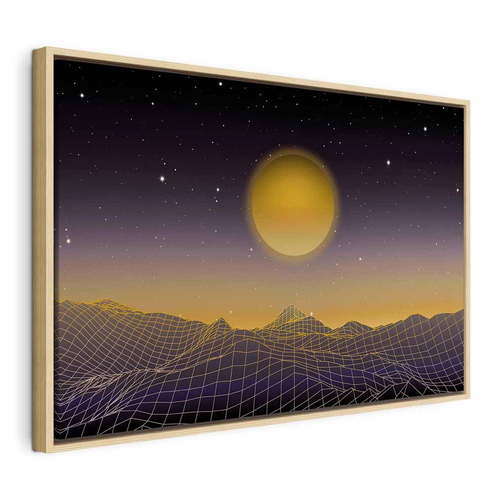 Lærredsbillede Futuristisk Landskab 3 - bredformat i 1 del - 120 x 80 cm - I en naturlig træramme